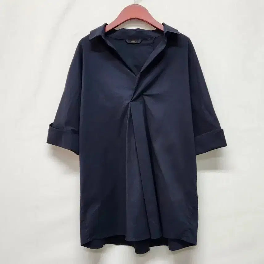 [BUNJANG] Jigott Navy Cotton Blend Short Sleeve Blouse (Size 55) / 지고트 반팔 블라우스 85(55)사이즈