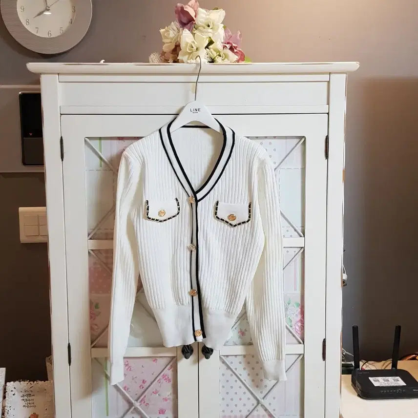 [BUNJANG] White Knit Cardigan Sweater - Size 55 / 니트 스웨터 가디건/55