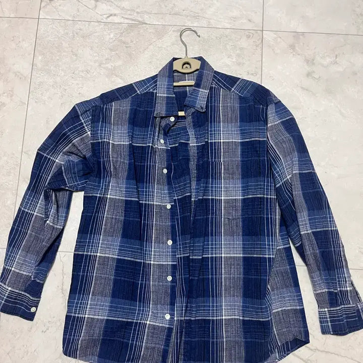 [BUNJANG] SlikenEasy Checkered Shirt Navy / 슬릭앤이지 체크 셔츠