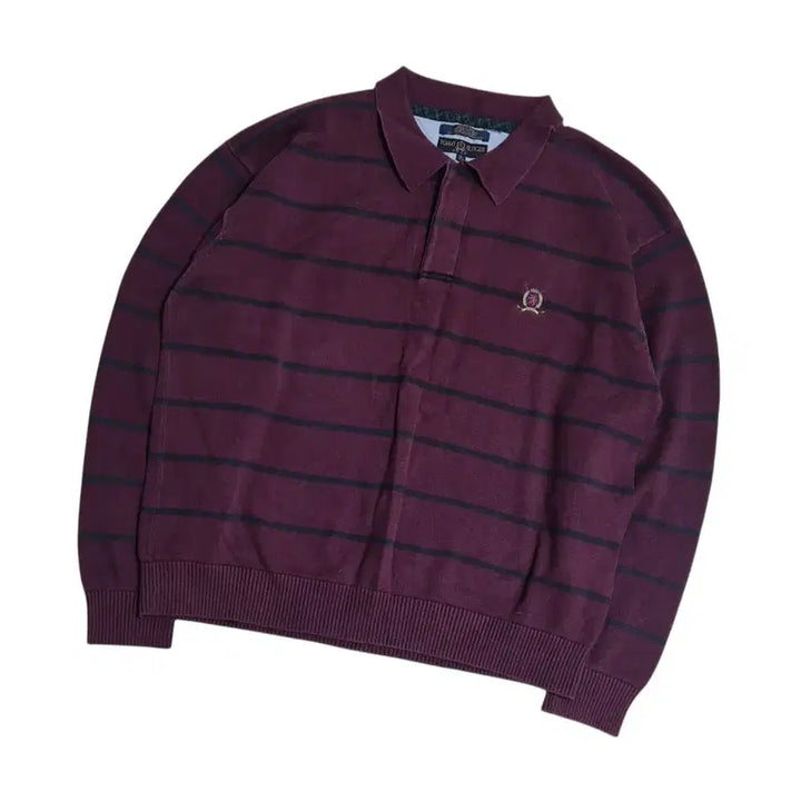 [BUNJANG] Tommy Hilfiger Striped Collar Knit L / [L] 타미힐피거 스트라이프 카라 니트