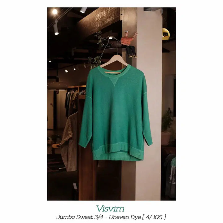 [BUNJANG] Visvim Jumbo Sweat 3/4 Uneven Dye Green Size 4 / 비즈빔 점보 스웻 3/4 언이븐 다이 그린 4사이즈 Visvim