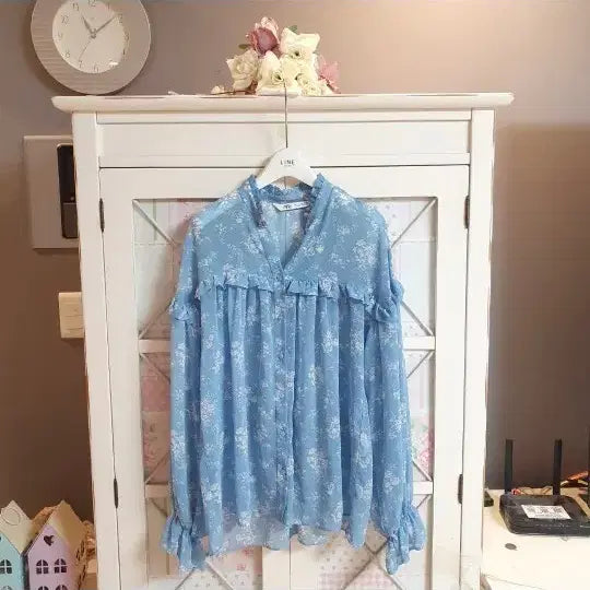 [BUNJANG] Zara Floral Print Frill Blouse / 자라 프릴 블라우스/55-66