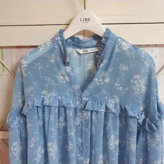 [BUNJANG] Zara Floral Print Frill Blouse / 자라 프릴 블라우스/55-66