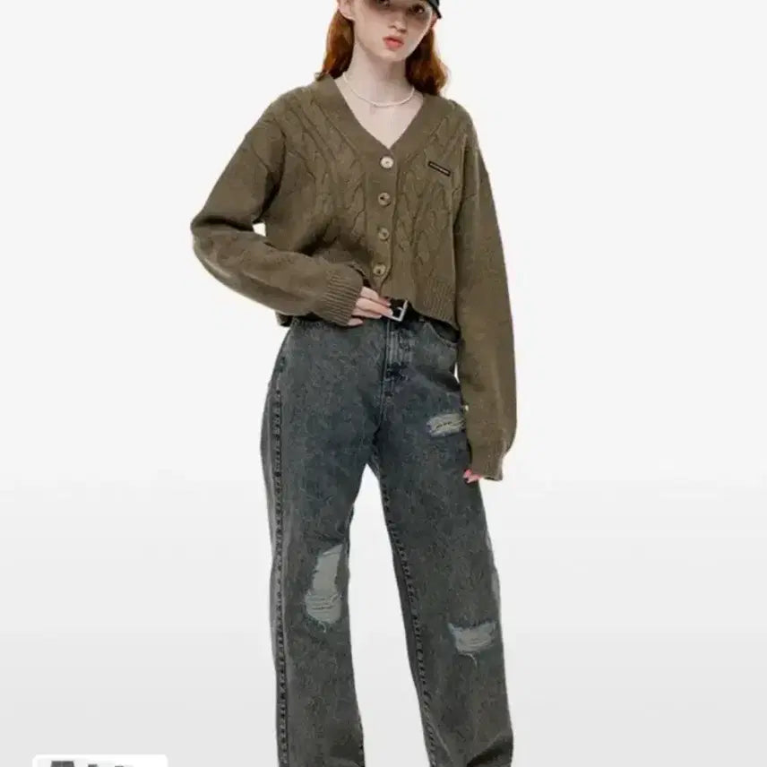 [BUNJANG] Running High Distressed Washed Denim Slung Jeans [Beige] / 원가 이하 판매) 러닝하이 데미지 워시드 데님 슬렁진 [베이지]