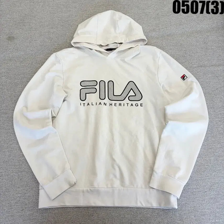 [BUNJANG] FILA Ivory Hoodie M / 휠라 FILA 아이보리 후드티 M 0507