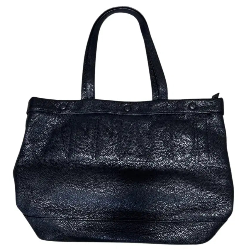 [BUNJANG] ANNA SUI Logo Embossed Pebbled Leather Tote Bag / 안나수이 로고엠포싱 레더 토트백