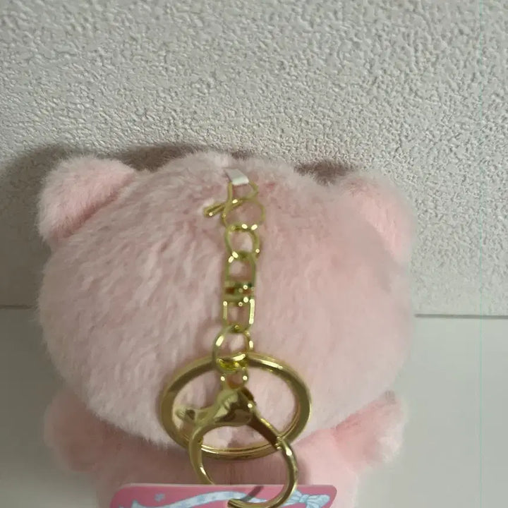[BUNJANG] Pink Bear Plush Keychain with Plaid Scarf / 분홍 곰인형 + 체크무늬 스카프(인형키링)
