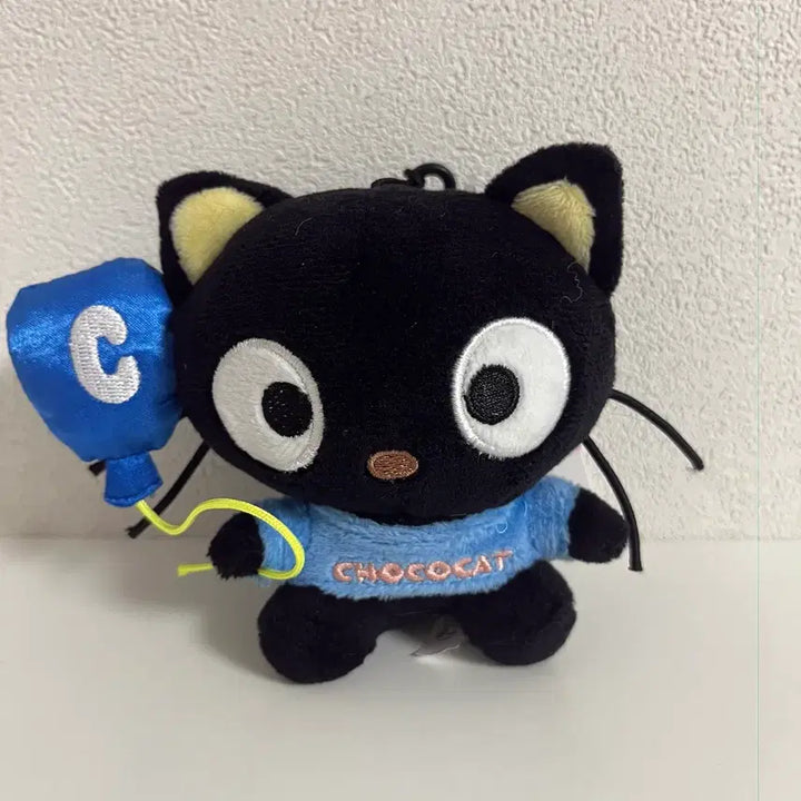[BUNJANG] Choco Cat Blue Balloon Plush Keychain / 쵸코캣 인형 키링 블루 벌룬
