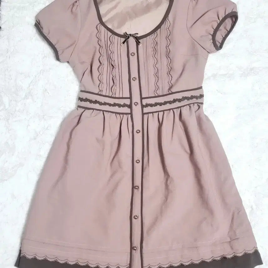[SOLD OUT] 일브 프라임패턴 베이지 원피스 양산형 양지뢰 로리타 일본 빈티지 핑크