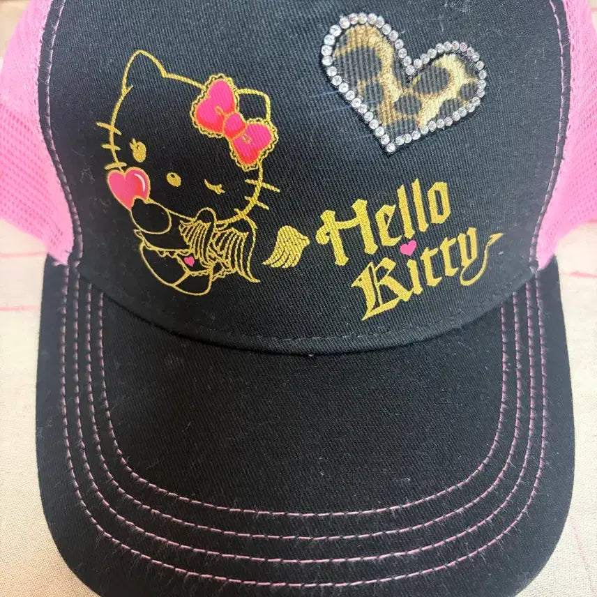 [BUNJANG] Hello Kitty Leopard Print Cap Hat / 갸루 키티 호피 모자 캡모자 오네갸루