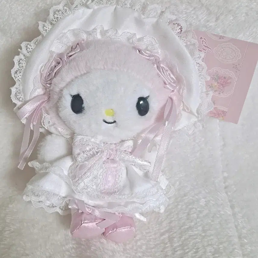 [BUNJANG] Sanrio My Melody White Frill Mascot Doll Keychain / 화이트프릴 마이멜로디 마스코트 인형키링