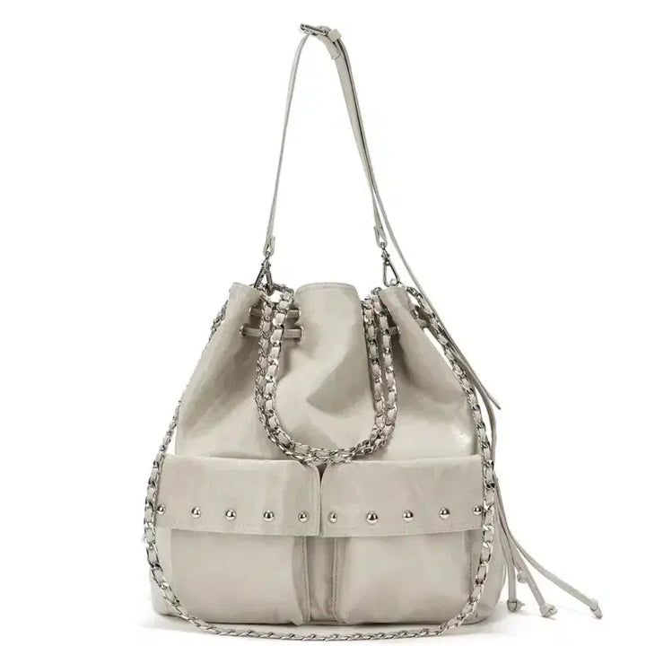 [BUNJANG] DEINET 5-Way Studded Pocket Multi Bag - Beige / 다이닛 DEINET 5웨이 스터드 포켓 멀티백 베이지