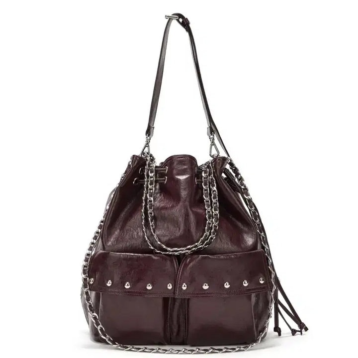 [BUNJANG] DEINET 5-Way Studded Pocket Multi Bag Burgundy / 다이닛 DEINET 5웨이 스터드 포켓 멀티백 버건디
