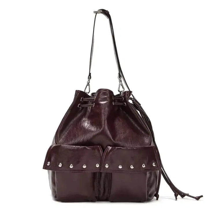 [BUNJANG] DEINET 5-Way Studded Pocket Multi Bag Burgundy / 다이닛 DEINET 5웨이 스터드 포켓 멀티백 버건디