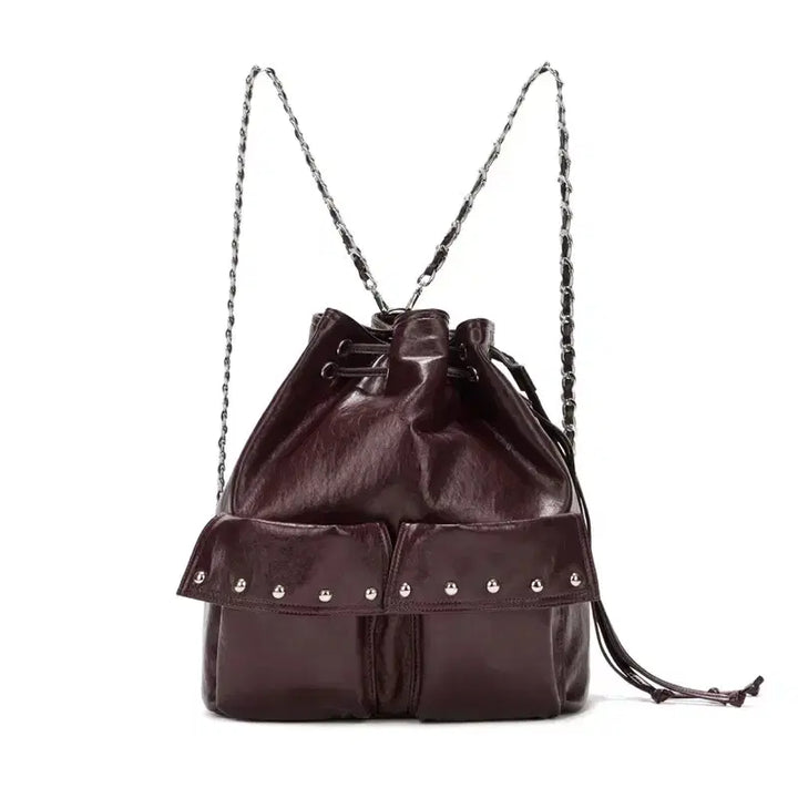 [BUNJANG] DEINET 5-Way Studded Pocket Multi Bag Burgundy / 다이닛 DEINET 5웨이 스터드 포켓 멀티백 버건디