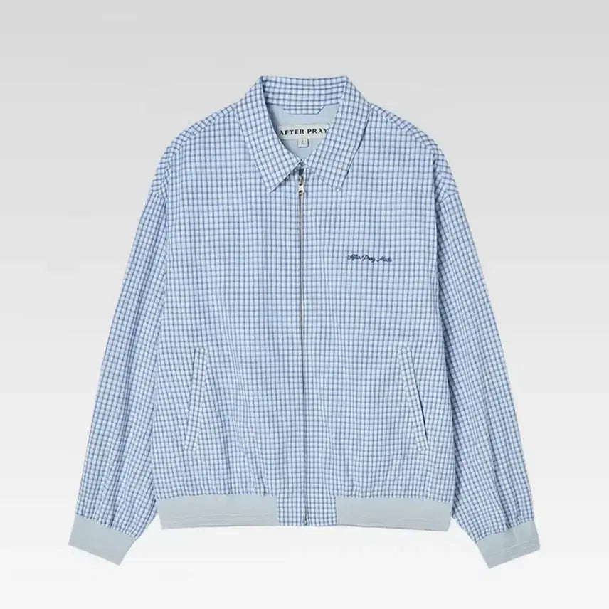 [BUNJANG] After Pray Plain Check Swing Top Blouson Sky Blue M / 애프터프레이 플레인 체크 스윙탑 블루종 스카이블루 M