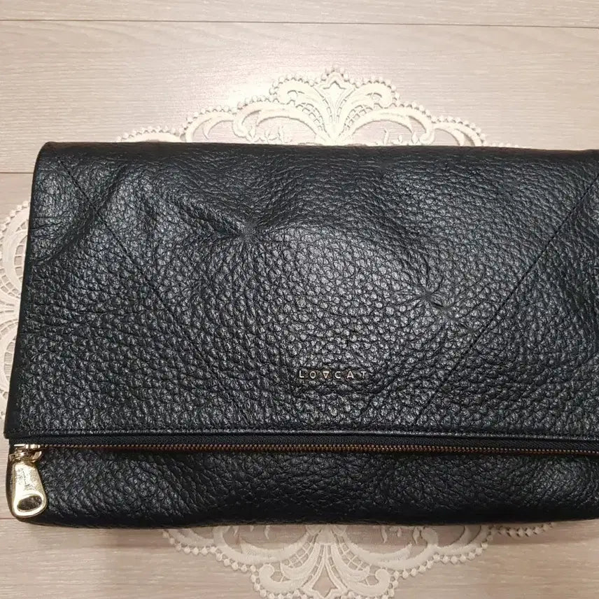 [BUNJANG] Lovecat Leather Big Clutch Bag / 러브캣 가죽 빅클러치백