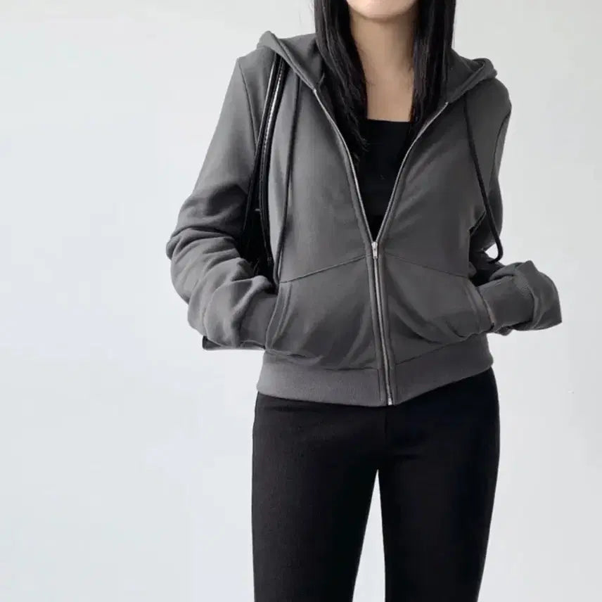 [BUNJANG] Standard Hooded Zip-up Jacket Charcoal / 여성 봄옷 간절기 겉옷 차콜 스탠다드 후드집업