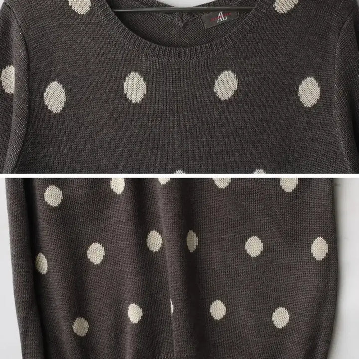 [BUNJANG] ALLUMETTE Dot Pattern Pocket Knit Dress / ALLUMETTE 50%울 빈티지도트패턴포켓니트원피스 라떼갸루 모리룩