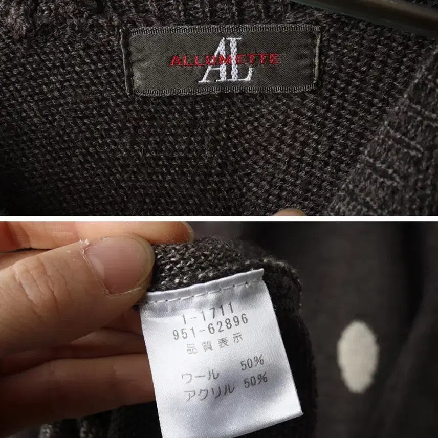 [BUNJANG] ALLUMETTE Dot Pattern Pocket Knit Dress / ALLUMETTE 50%울 빈티지도트패턴포켓니트원피스 라떼갸루 모리룩