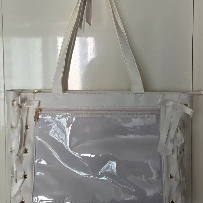 [BUNJANG] WEGO Lace-Up Ita Bag White S / WEGO 위고 레이스업 이타백 화이트 S a4