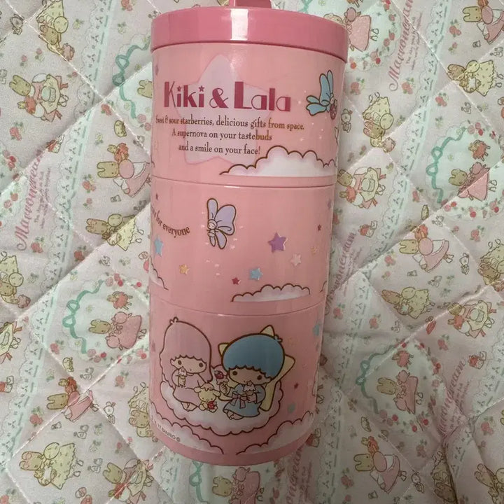 [BUNJANG] Sanrio Little Twin Stars 3-Tier Round Storage Container / 산리오 키키라라 3단 원형 보관함