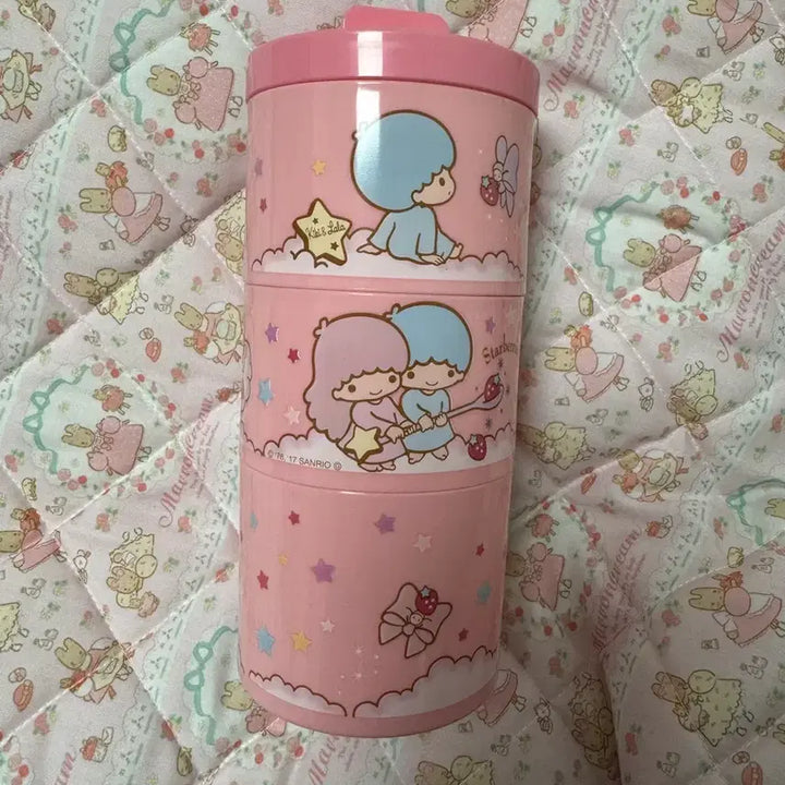 [BUNJANG] Sanrio Little Twin Stars 3-Tier Round Storage Container / 산리오 키키라라 3단 원형 보관함