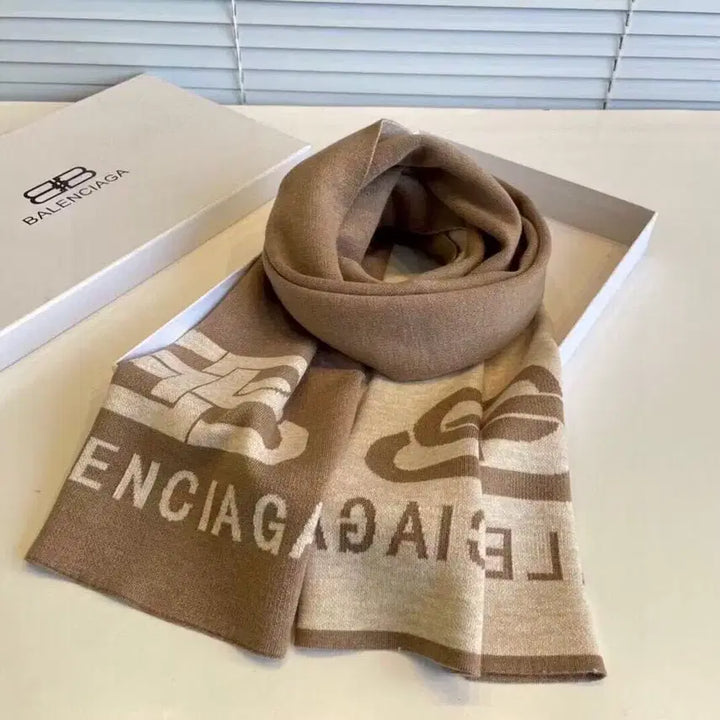[BUNJANG] Balenciaga Logo Jacquard Wool Scarf / 발렌시아가 머플러 정품 로고 자카드 울 여성 200x32cm