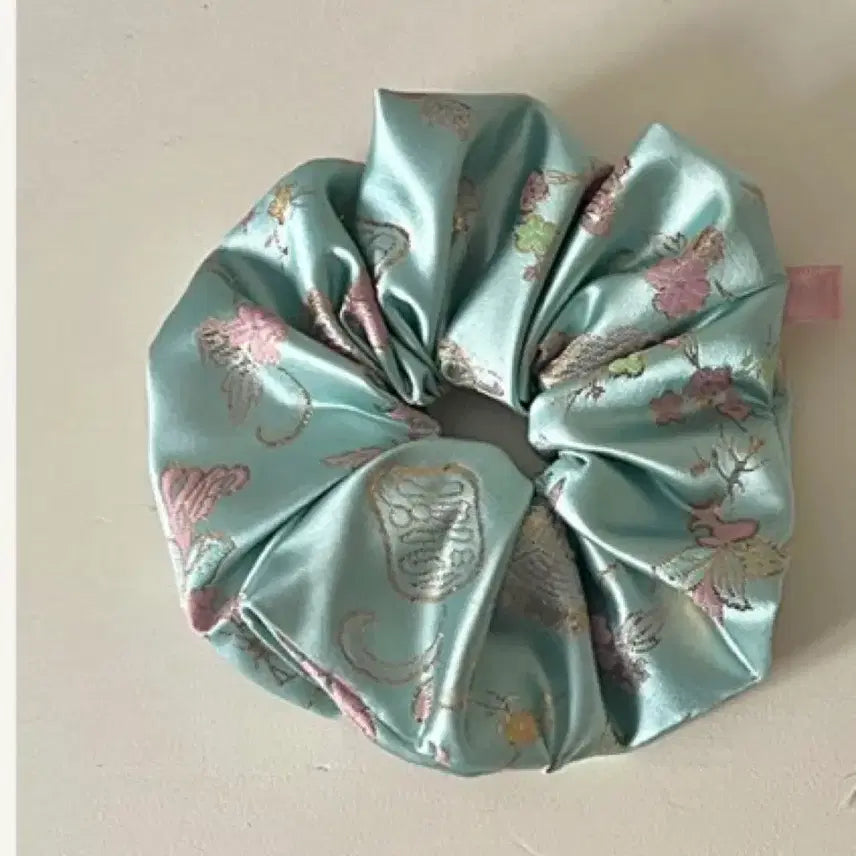 [BUNJANG] Hanbok Fabric Scrunchie Mint Color / 한복원단 스크런치 헤어곱창 민트색(단청물빛색)