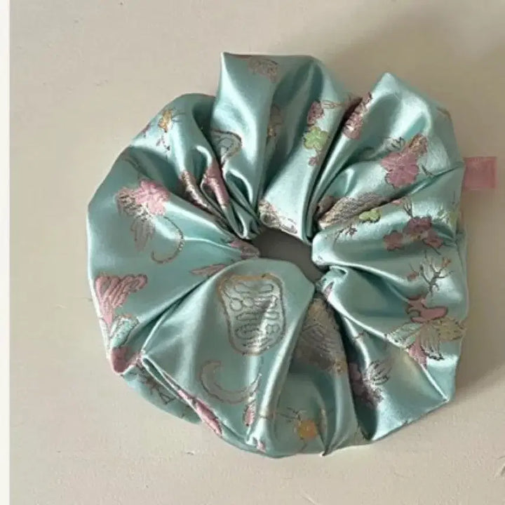 [BUNJANG] Hanbok Fabric Scrunchie Mint Color / 한복원단 스크런치 헤어곱창 민트색(단청물빛색)