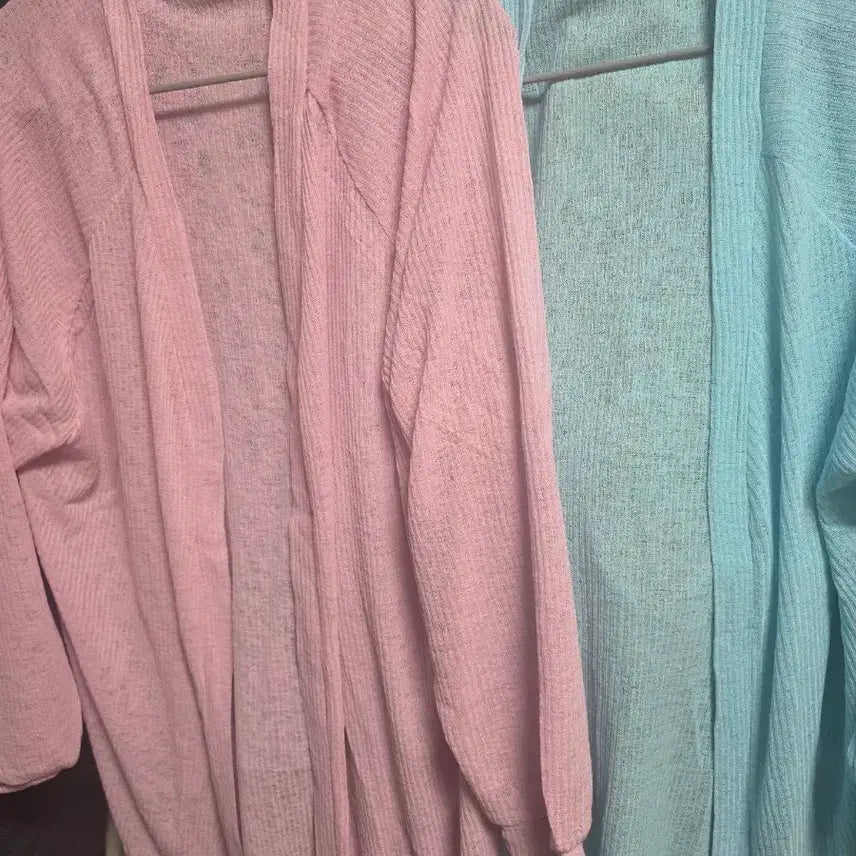 [BUNJANG] DEAR GRAY Long Cardigan Pink/Blue / DEAR GRAY 롱 가디건 핑크/블루 (프리~빅사이즈)