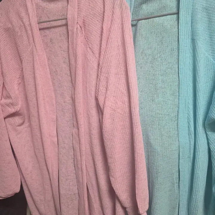 [BUNJANG] DEAR GRAY Long Cardigan Pink/Blue / DEAR GRAY 롱 가디건 핑크/블루 (프리~빅사이즈)