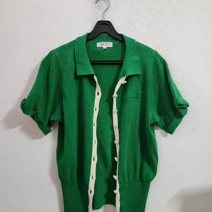 [BUNJANG] Green Short-Sleeve Cardigan Knit / EN OR 그린 반팔 가디건 니트