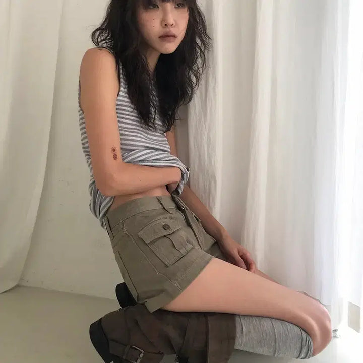 [BUNJANG] The Eiffel Foret Semi Low-Rise Cargo Pants (Brown, M) / 더에펠 포렛 세미 로우라이즈 카고팬츠 (브라운 M)