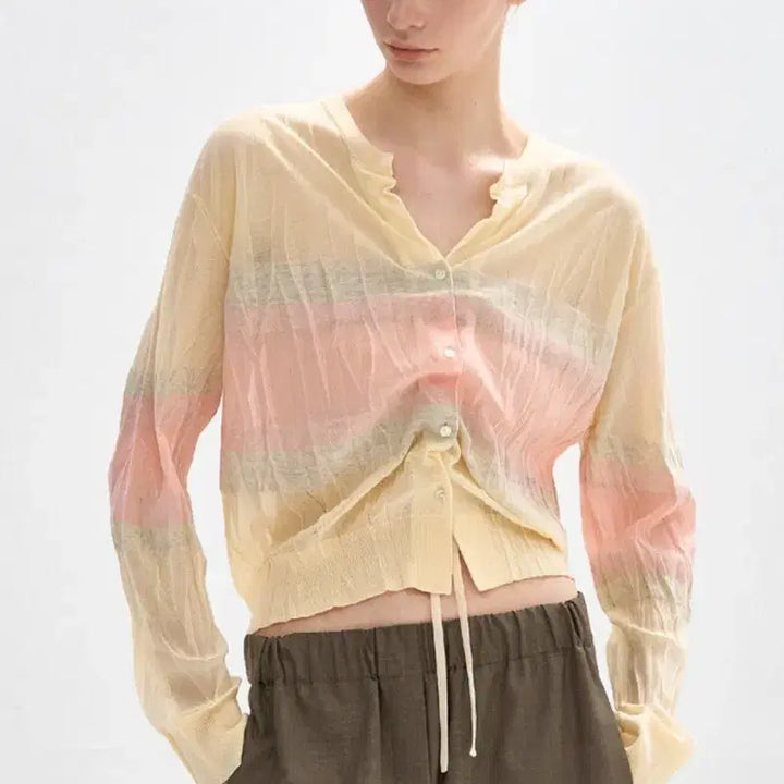 [SOLD OUT] 한섬 26ss신상 시스템 시스루 스트라이프 가디건 프리