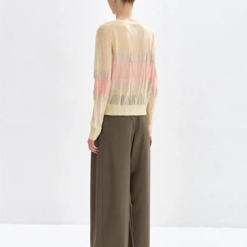 [SOLD OUT] 한섬 26ss신상 시스템 시스루 스트라이프 가디건 프리