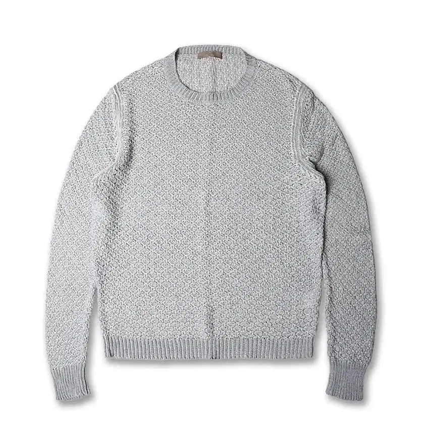 [BUNJANG] Cruciani Gray Summer Round Neck Knit Sweater / 크루치아니 [Cruciani] 그레이 섬머 라운드 니트 이탈리아 스웨터