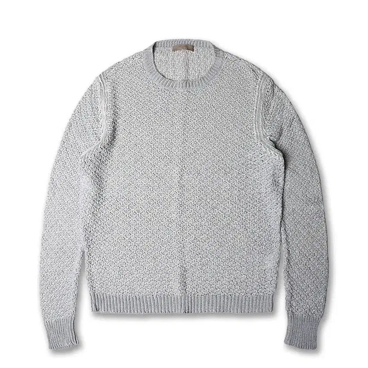 [BUNJANG] Cruciani Gray Summer Round Neck Knit Sweater / 크루치아니 [Cruciani] 그레이 섬머 라운드 니트 이탈리아 스웨터