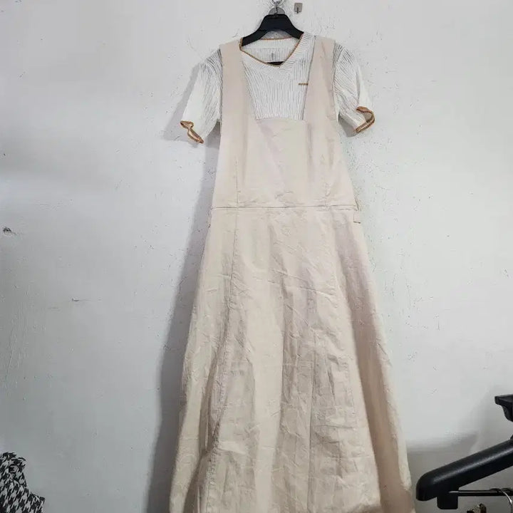 [BUNJANG] Ivory Overalls Long Dress / 멜방아이보리 롱 원피스