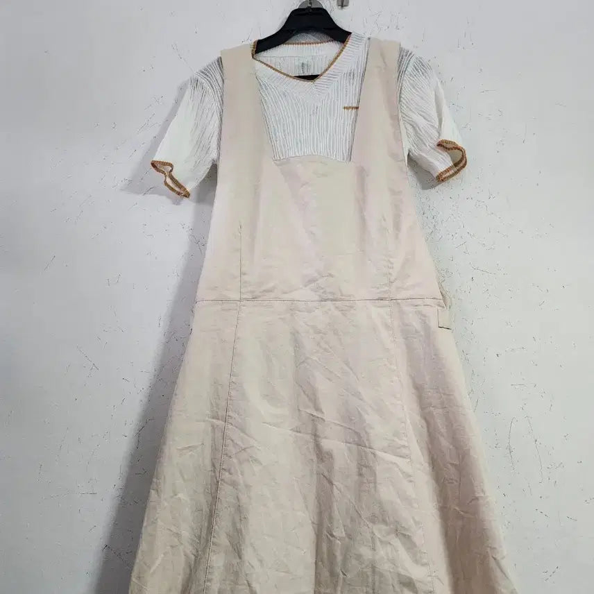 [BUNJANG] Ivory Overalls Long Dress / 멜방아이보리 롱 원피스