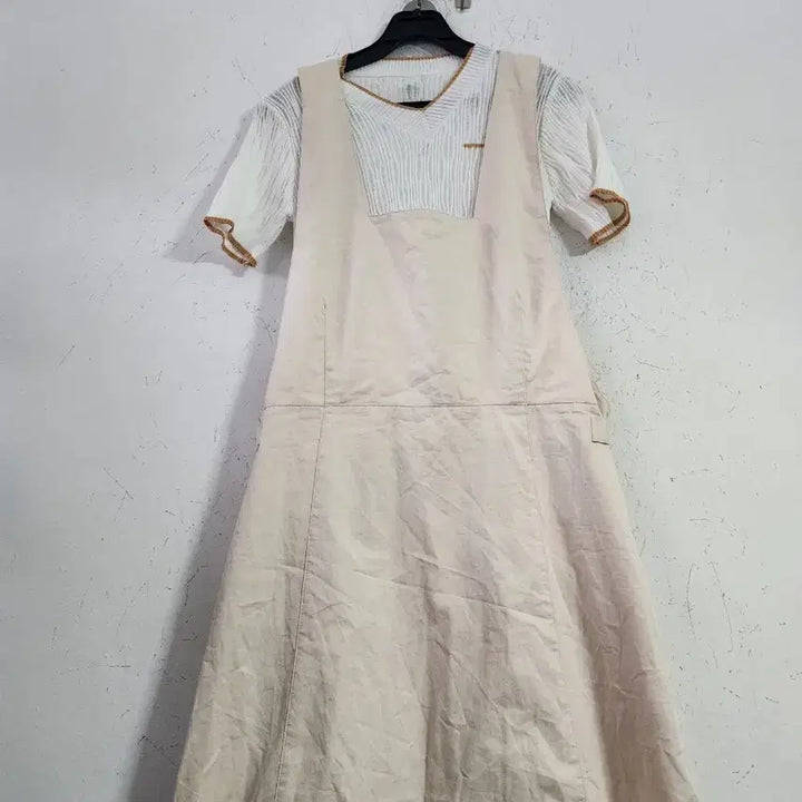 [BUNJANG] Ivory Overalls Long Dress / 멜방아이보리 롱 원피스