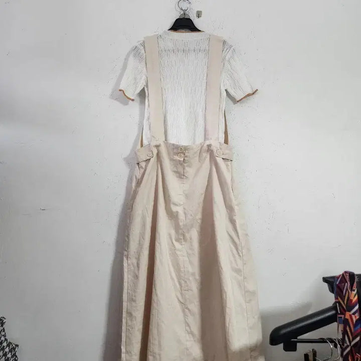 [BUNJANG] Ivory Overalls Long Dress / 멜방아이보리 롱 원피스