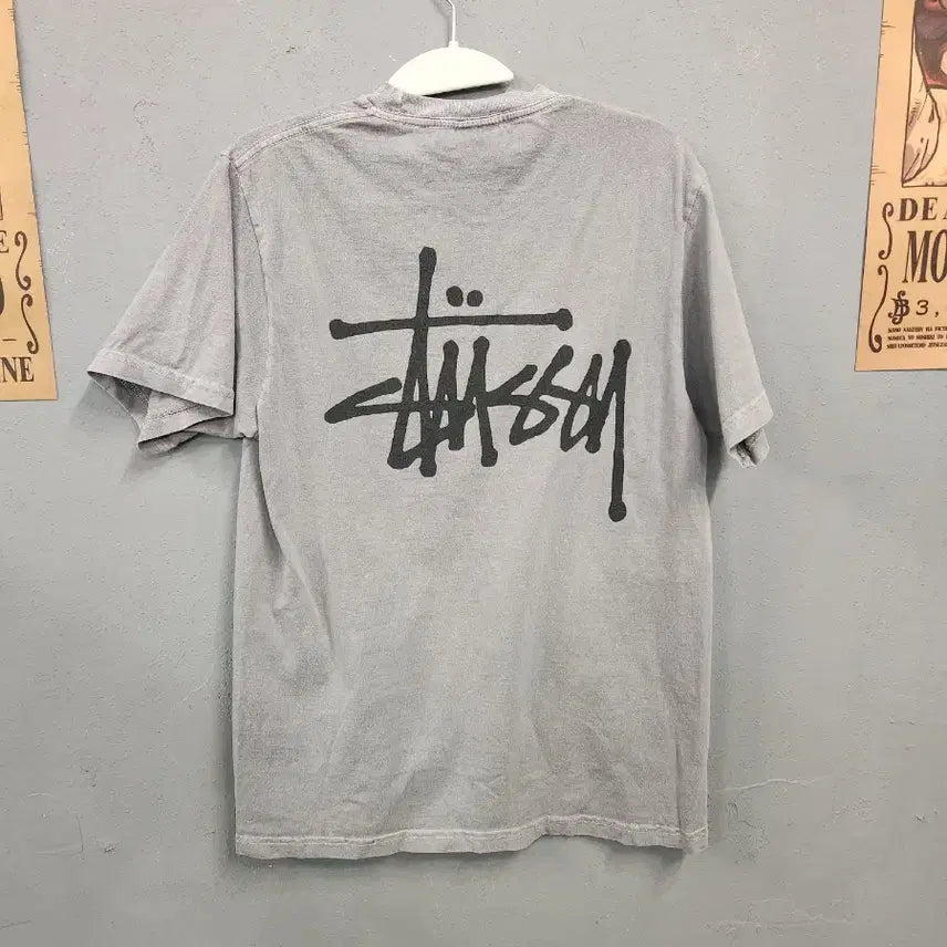 [BUNJANG] Stussy Washed Logo T-Shirt / 스투시 반팔 티셔츠 그레이 색상