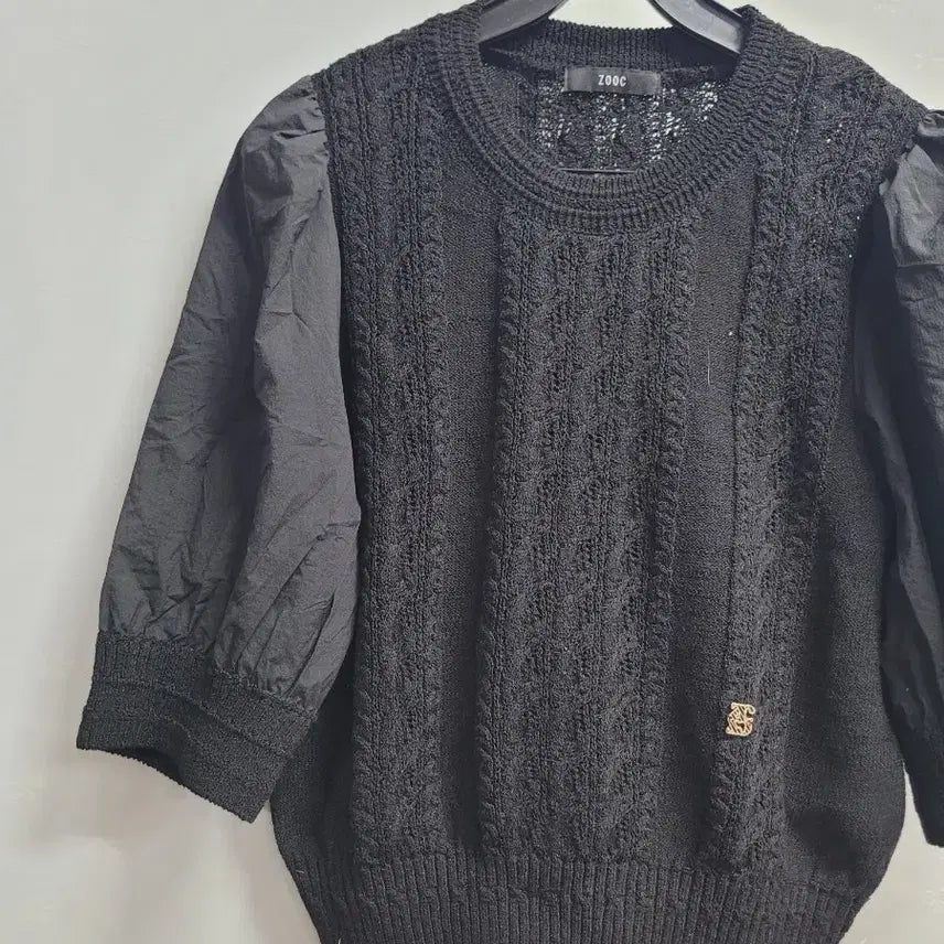 [SOLD OUT] 55~66)주크 블랙 니트 퍼프소매 블라우스