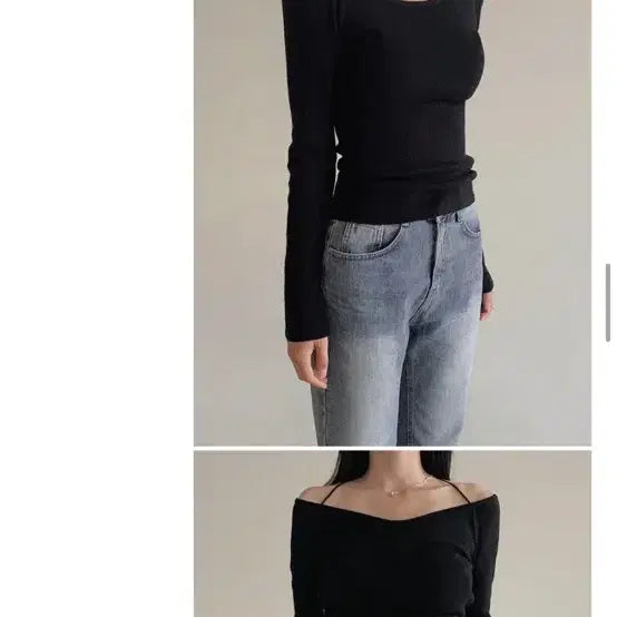 [BUNJANG] Off-Shoulder Halterneck Knit Black Free Size / 오프숄더 홀터넥 니트 블랙