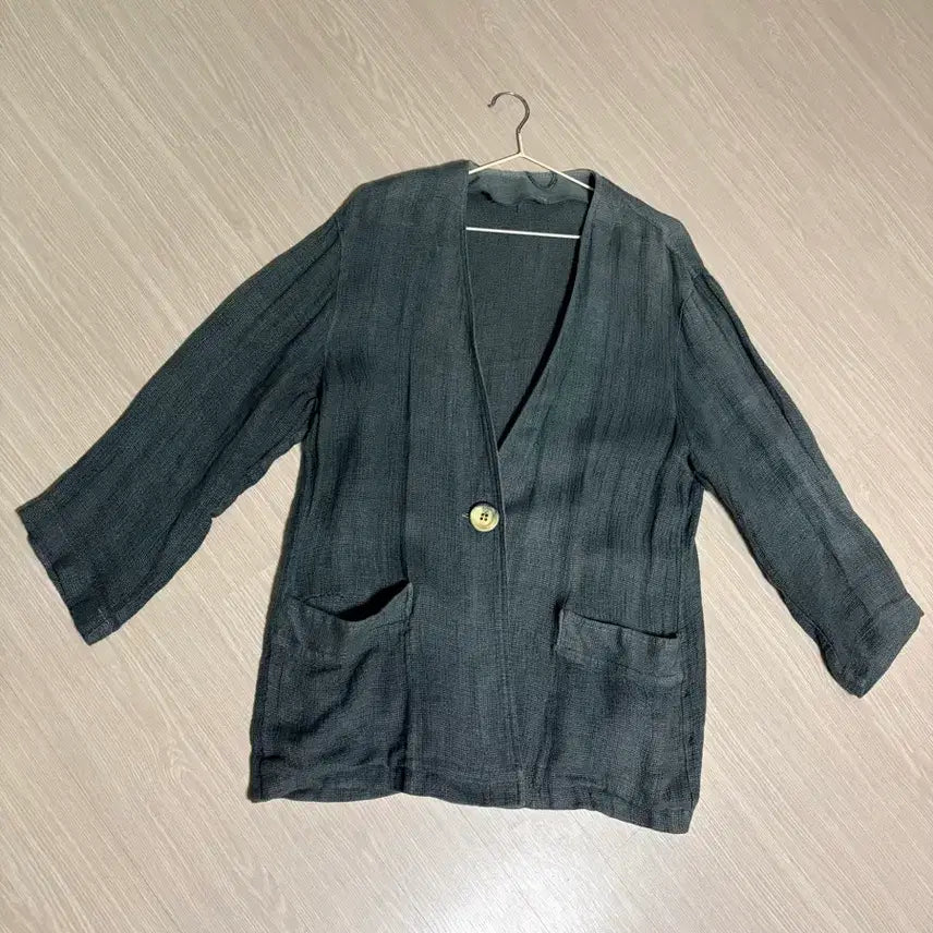 [SOLD OUT] 오버핏 먹색 린넨 자켓