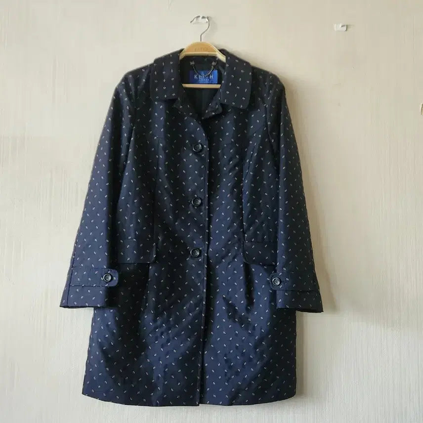 [BUNJANG] Keith Navy Pattern Trench Coat / 키이스 네이비 트렌치 자켓