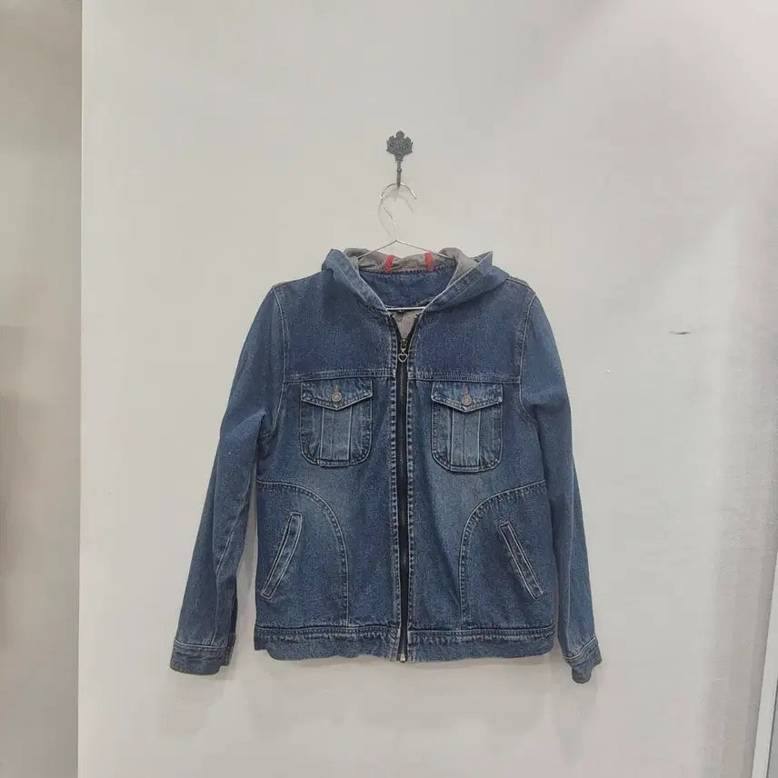 [BUNJANG] Vintage Denim Hooded Zip-Up Jacket L / 빈티지 청 데님 후드 집업 자켓L