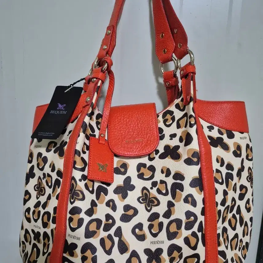 [BUNJANG] Bequem Leopard Pattern Tote Bag Orange / BEQUEM 레오파드 패턴 토트백 오렌지