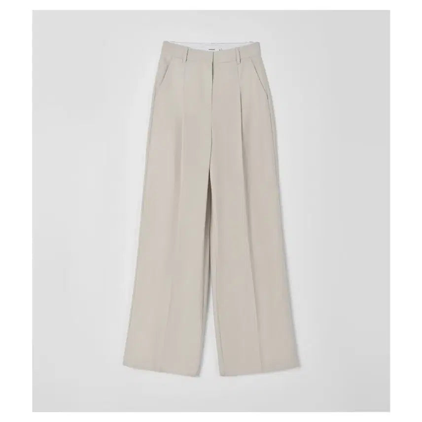 [BUNJANG] Mongdol One-Pleat Wide Slacks (Beige, Size S) / 몽돌 하의